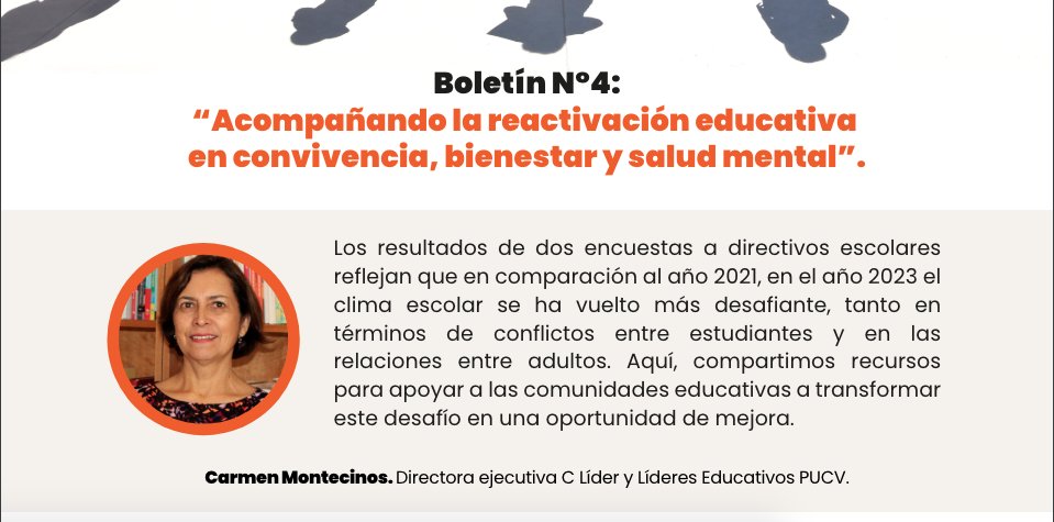 [#Boletín #CLíder]📬 Acompañando la #ReactivaciónEducativa en convivencia, bienestar y salud mental 👀 No te pierdas nuestros recursos recomendados, a continuación😉 celider.cl/recurso/boleti…