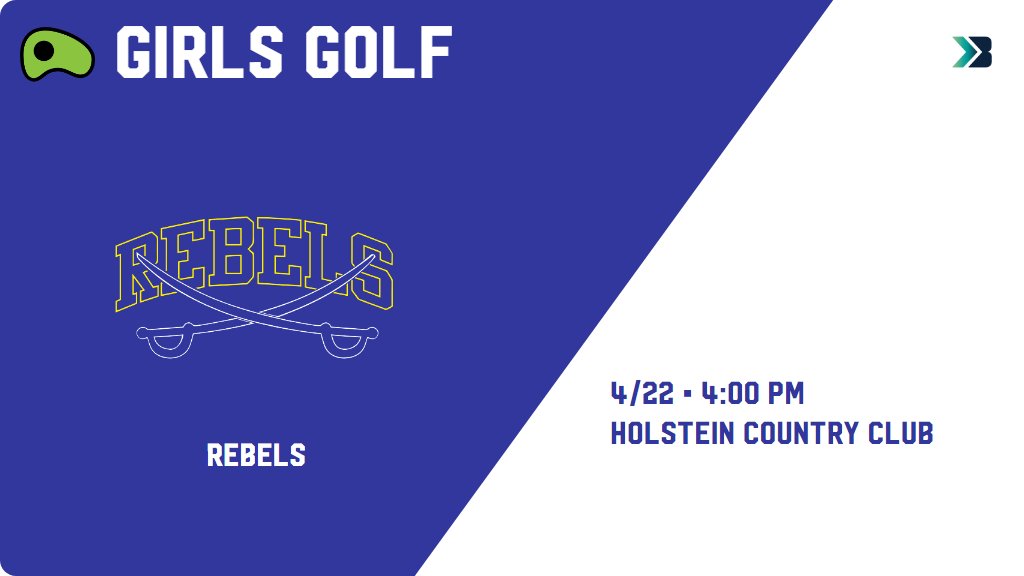 Girls Golf (Varsity) Meet Day! - Check out the event preview for the Westwood Rebels. It starts at 4:00 PM and is at Holstein Country Club. gobound.com/ia/ighsau/ggf/…