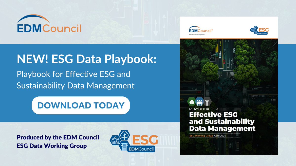 Celebrate #EarthDay with us and dive into the future of sustainable data management!Our ESG Working Group's fifth report,'Playbook for Effective ESG and Sustainability Data Management,' is your guide to navigating the complexities of ESG data. Download now:edmcouncil.org/groups-leaders…