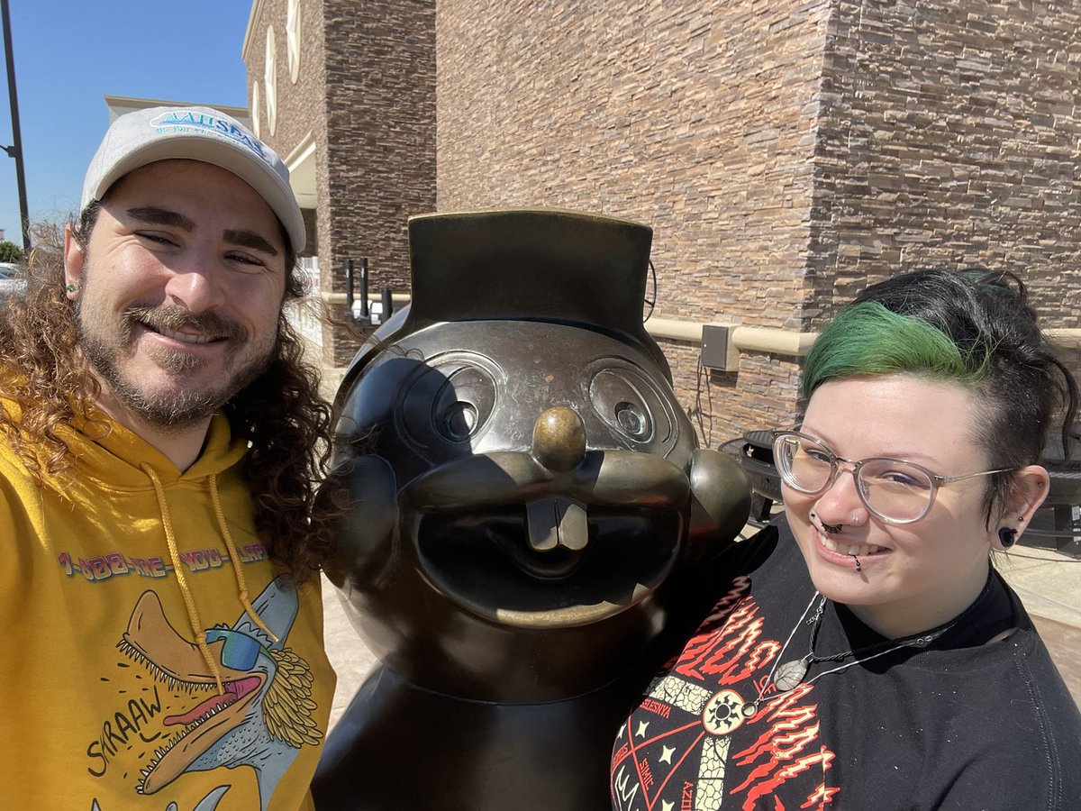 GrimTutorsMTG's tweet photo. The Tutie Cuties have visited the promised land, as is their custom. @OblivionSorrow tried a boudin kolache and it was SO GOOD. @Pezo965 decided to snag some beaver nuggets (we’ve never tried) and gave a parking lot grackle a lil beaver chip. Heading home from #CommandFestDallas now - more pictures and things to come!