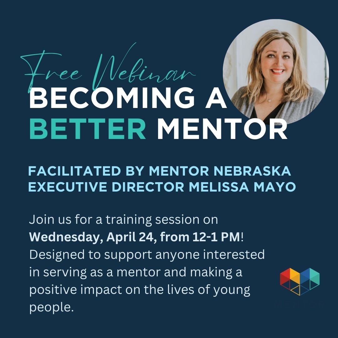 There's still time to register! ⏰ Join #MENTORNebraska on Wednesday, April 24, for a free training opportunity led by our very own Executive Director, Melissa Mayo. ➡️ Secure your spot mentornebraska.org/training/