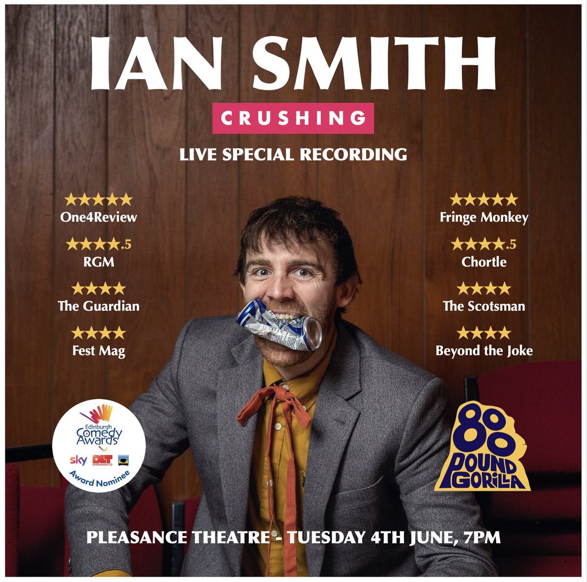 I'm recording my solo show in London at @ThePleasance on Tues 4th June! @ComedyAwards Best Show Nominee @nextupcomedy 'Biggest Award in Comedy' Runner-up @edcomedyawards Shortlist 'There are few shows as purely funny as this' ★★★★ Guardian Tickets: pleasance.co.uk/event/ian-smit…