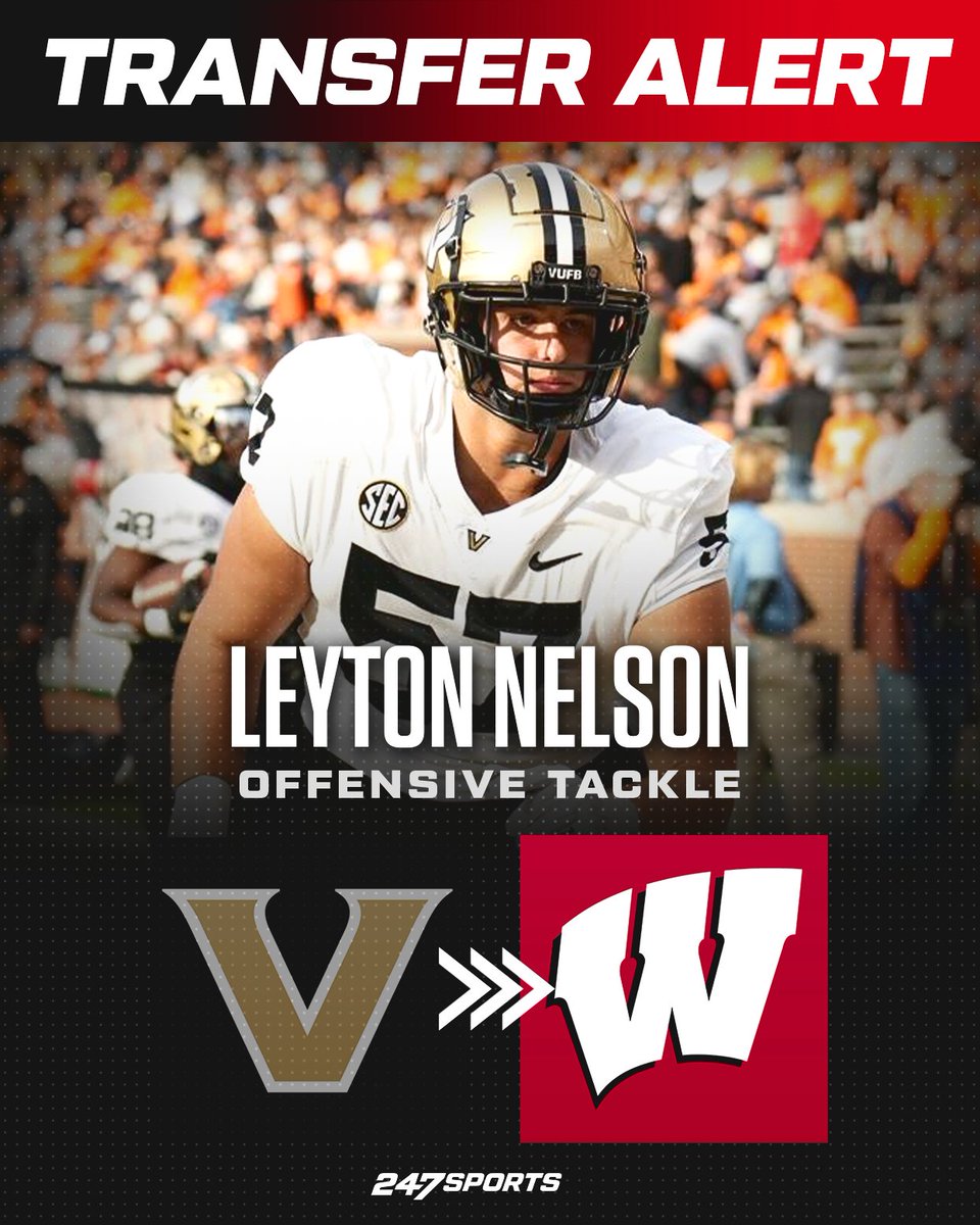 BREAKING: Vanderbilt transfer offensive lineman Leyton Nelson has committed to the #Badgers. 247sports.com/college/wiscon…