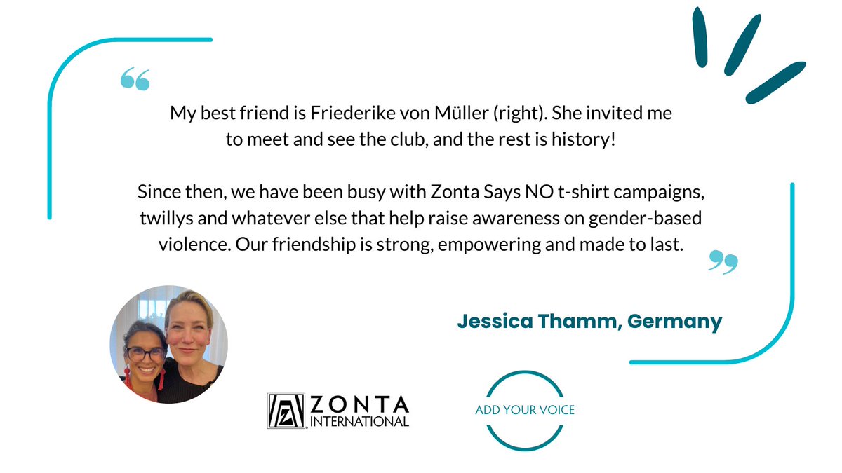 Are you a gender equity advocate looking for an opportunity to build a better world for women and girls?

Hear from Jessica about the transformative power of a Zonta membership and the amazing friendship she has nurtured at Zonta. #AddYourVoice today at zonta.org/Join!