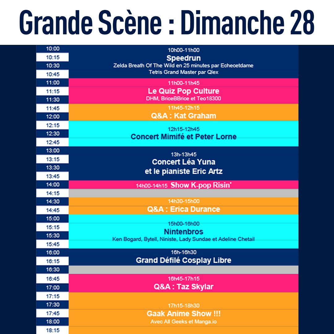 Le planning de la Grande Scène du Paris Fan Festival est disponible ! 🥳

2 jours de spectacles vous attendent ! 🤩