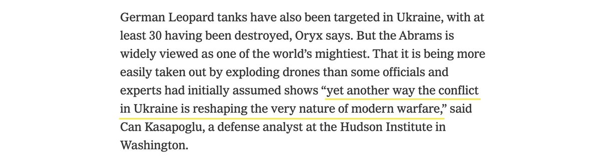 In Ukraine, tanks have been more easily hit by exploding drones than some officials had first assumed. Senior Fellow @ckasapoglu1 shares with @jakesNYT that this is another way the conflict is reshaping the nature of modern warfare: nytimes.com/2024/04/20/wor…