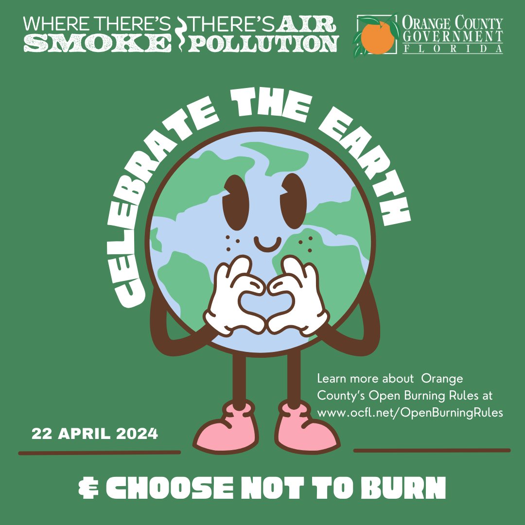 🎉🌎Celebrate Earth Day with 3 steps to dispose of residential waste: ♻️ Recycle/donate items. 📄 Shred documents for compost/disposal. 🗑️ Discover disposal alternatives at ocfl.net/WhatGoesWhere. Where there's smoke, there's air pollution! Learn more at ocfl.net/OpenBurningRul…