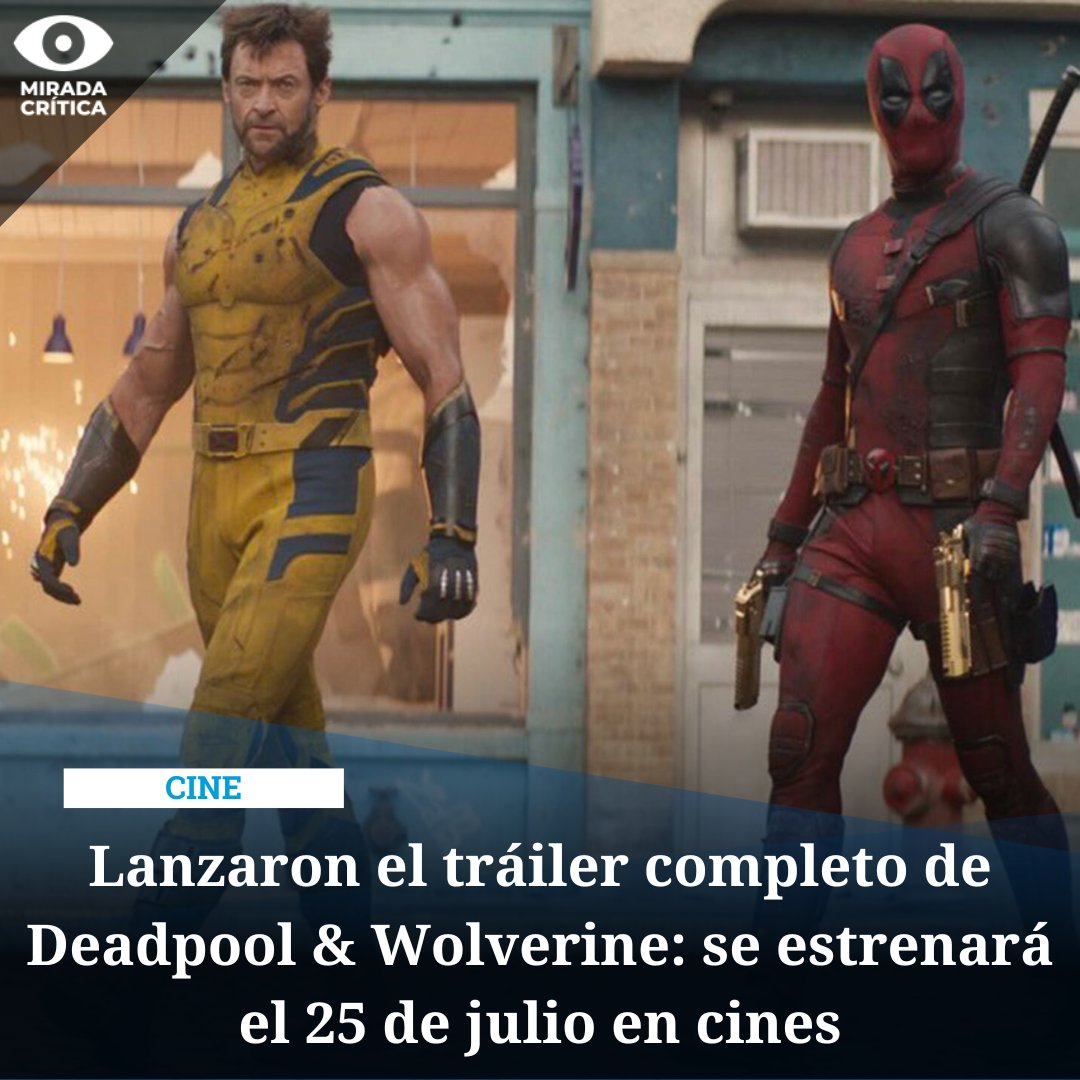 MiradaCriticaMC's tweet photo. 🎞️ #Cine #Marvel 🍿

La tercera entrega de #Deadpool será la próxima y única película de #MarvelStudios este año

➡️ Mirá el tráiler: https://t.co/Mq2RyO53lD⬅️ https://t.co/aEzDyDVzgX