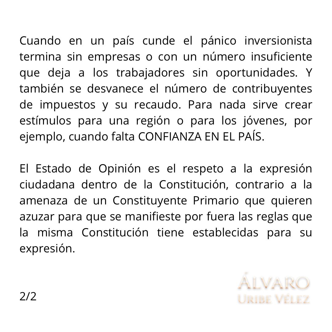 Sobre las marchas y el odio de clases. El alma nacional está preocupada. ¿Escuchará la política? El Estado de Opinión y el Golpe a la Constitución.