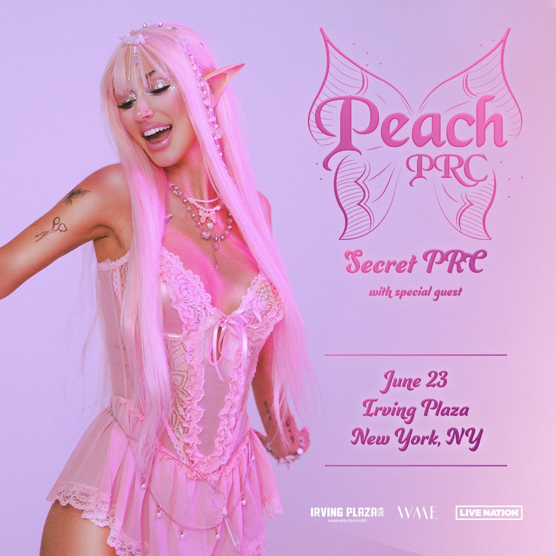 JUST ANNOUNCED 🧚‍♀️ @peachprc - Secret PRC - June 23rd! 🎫 Presale | Thu | 10am | Code: RIFF 🎫 On Sale | Fri | 10am 🎫 livemu.sc/3QdCcZE