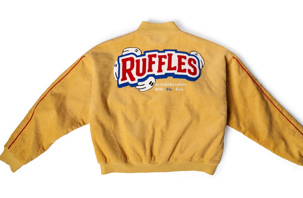 Iconic ridges, iconic collab with @bluboy__ Comment your favorite Ruffles flavor for your chance to win this limited-edition RidgeWear by Ruffles jacket. #RidgeWearByRuffles