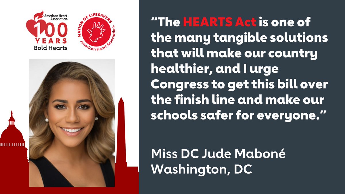 At 16, Jude had a heart attack during cross-country practice. Now, she’s joining us for #HeartsontheHill and calling on Congress to make schools safer with cardiac emergency response plans and CPR and AED training. #AccessToAEDs #NVW #NationalVolunteerWeek