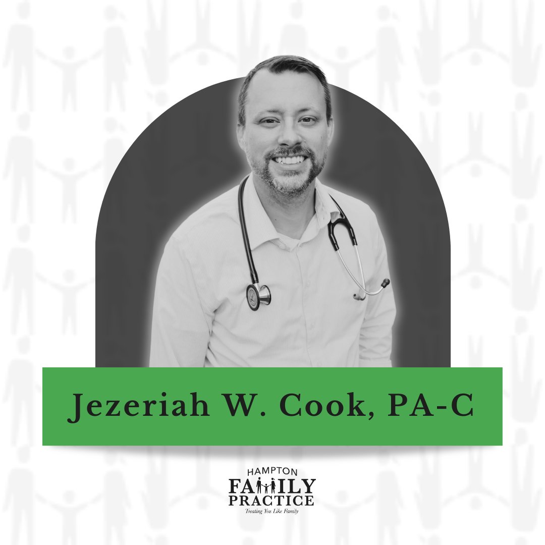 Meet Jezeriah W. Cook! 🩺

'I enjoy all aspects of Family Medicine, but am particularly interested in a holistic approach to chronic disease. I love seeing people make lasting lifestyle changes to improve their health.'

#HamptonFamilyPractice #FamilyMedicine #WeLoveOurTeam