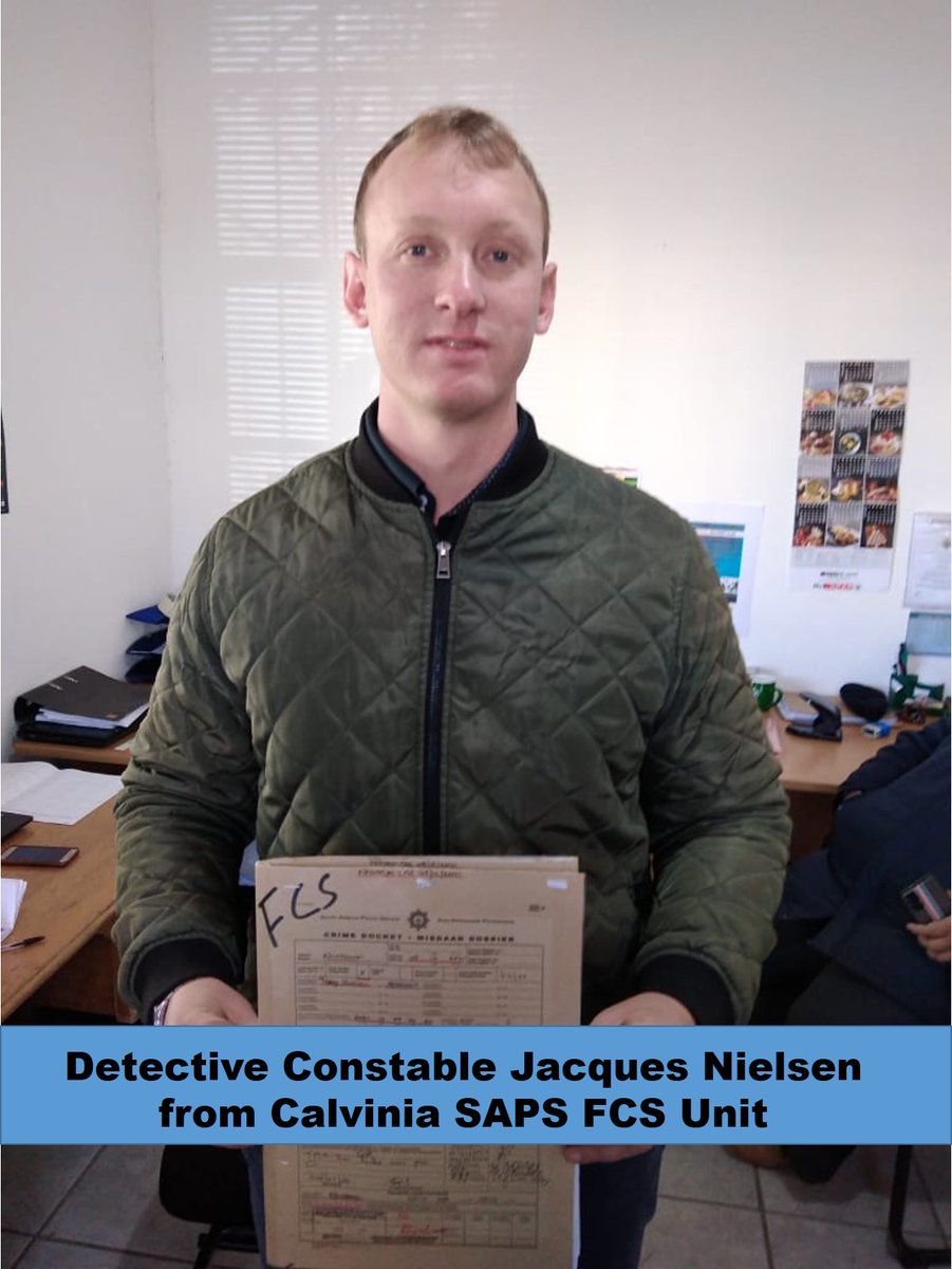 #sapsNC D/Const Jacques Nielsen (in photo) from the Calvinia #sapsFCS Unit secures harsh #sentencing for 25yr-old Loeriesfontein rapist. Calvinia Regional Court found the accused guilty on Thursday, 18/04, on one count of rape and sentenced him to 10 years’ imprisonment and