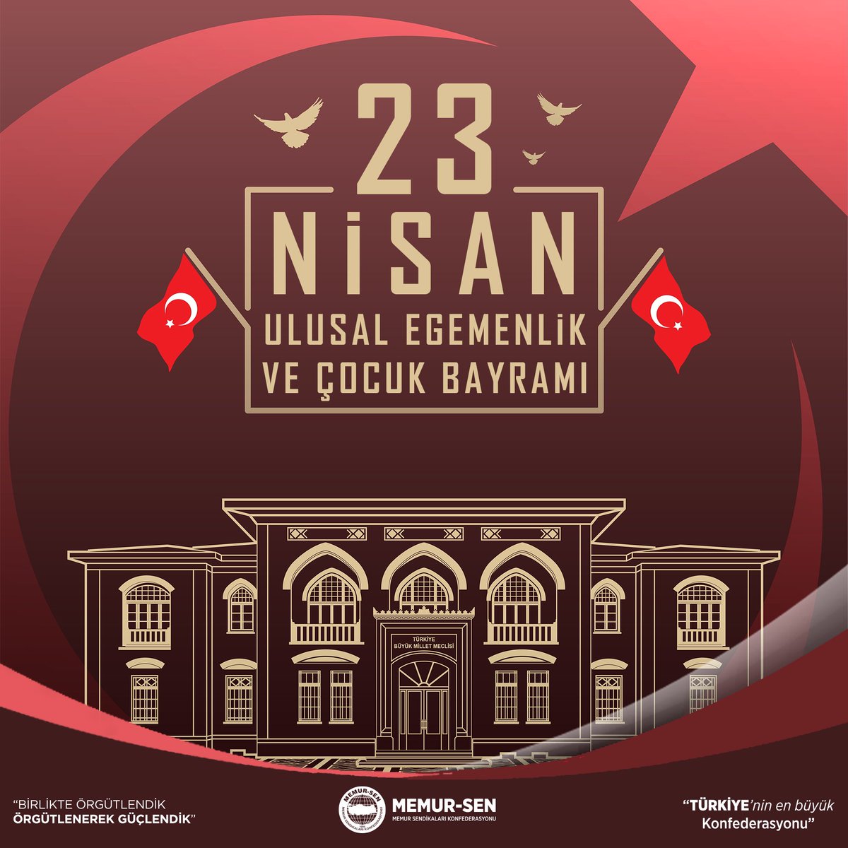İstiklal mücadelemizin ve milli iradenin sembolü olan Türkiye Büyük Millet Meclisi'nin 104. Kuruluş yıl dönümünde bizlere üzerinde özgürce yaşadığımız bir vatan armağan eden şehit ve gazilerimizi rahmet ve minnetle anıyor; bütün çocukların ‘#23Nisan Ulusal Egemenlik ve Çocuk