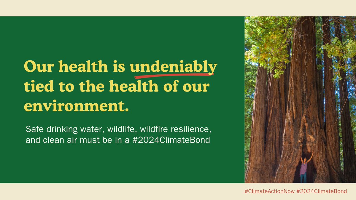 The health of Californians is undeniably tied to the health of our state parks and environment. We need #ClimateActionNow to protect our state from the impacts of climate change. #CALeg, it’s time to pass a #2024ClimateBond! @CASpeakerRivas @ilike_mike @CAgovernor