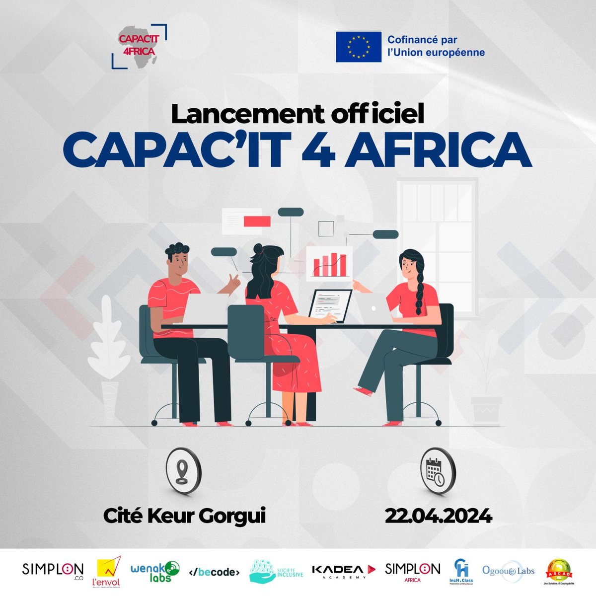 lEnvolBj's tweet photo. Ce jour à Dakar, lancement officiel du projet CAPAC'IT 4 AFRICA #CapacIT4Africa avec la participation de @EliseeDITCHARE
Et @LudovicBalogoun de @lEnvolBj

Améliorer les offres de formation des OF (organismes de formation aux métiers du numérique) en Afrique francophone. https://t.co/AyPYiDQQw3