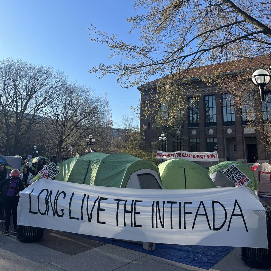 Antisemites at the University of Michigan couldn't let their fellow Jew hating bigots at Columbia, Yale, and MIT outshine them.

Pictured: calls for more violence against Jews at tent city in Ann Arbor.