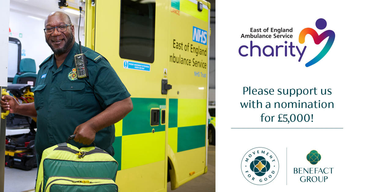 With your help, we could receive an incredible £5,000 donation through the Movement for Goods special draw, but we need your votes! Vote for the East of England Ambulance Service Charity today - health.movementforgood.com/#nominateAChar… #TogetherWeMakeADifference