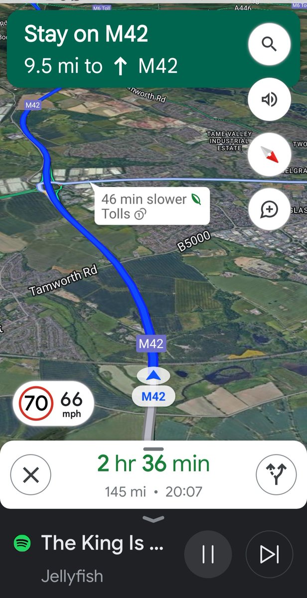 You have to wonder about Google maps sometimes. Yesterday, it didn't think a 6 hour, 350 mile drive was long or expensive enough, so it threw up this option! And tried to send me down the A465 heads of the valley road.....