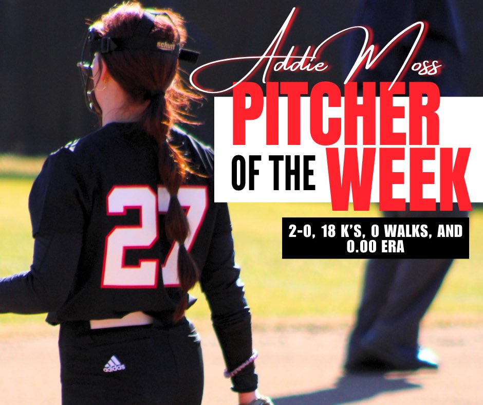 Addie Moss earns her 3rd Pitcher of the Week! Addie went 2 and 0 in the circle with 18 strikeouts, 0 walks, and a 0.00 ERA! Way to go!🔥🔥

#GoBulldogs #GMCBulldogs #WhateverItTakes 🐶