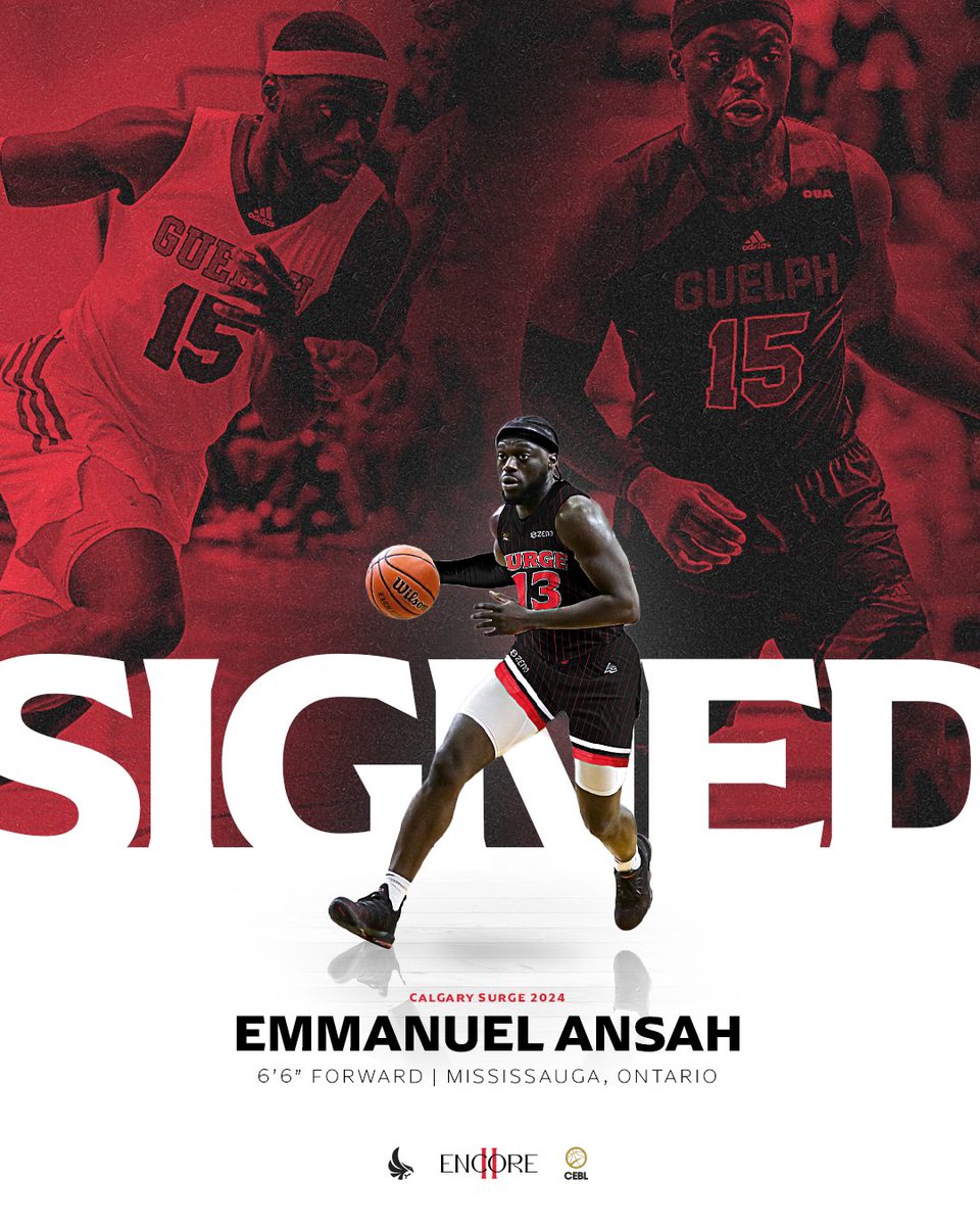 🚨BREAKING 🚨

We have signed <a href="/uofg/">University of Guelph</a> product Emmanuel Ansah for the 2024 season. He averaged 15.2 points, 7.7 rebounds, 2.1 assists, 1.5 steals and 26.7 minutes in 42 games played over two seasons with the <a href="/UofGMbball/">UofG Men`s BBall</a>.

#HomeTeam | #Encore