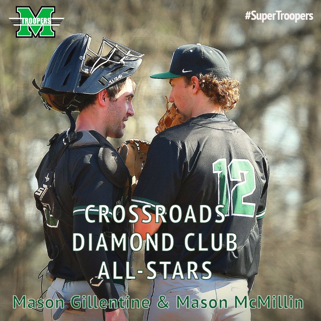 🎉🎉🎉 How about some more good news for your Monday??? 🎊🎊🎊 💎Our two Mason’s (Gillentine and McMillin) have been selected to play in the Crossroads Diamond Club All-Star Game at William Carey University in Laurel. This is a statewide senior All-Star selection!