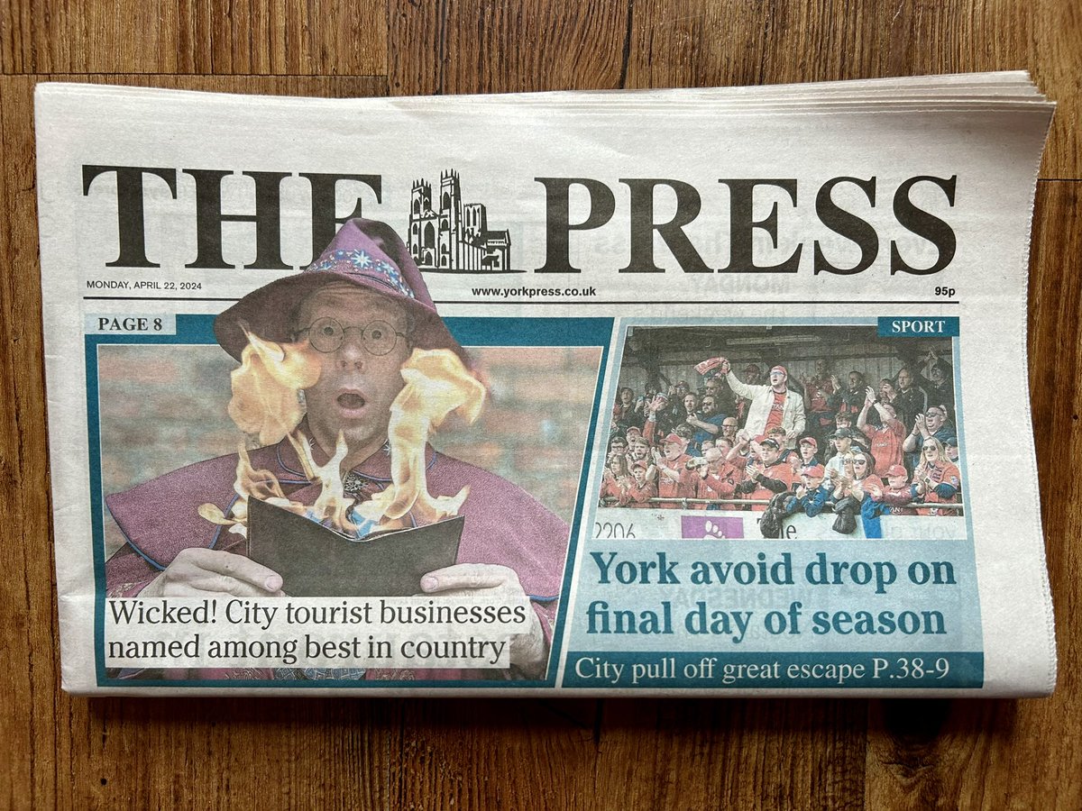 I’m all fired up to have made the front page again, with news of being in the finals of the @VisitEngland Awards for Excellence Book at wizardwalkofyork.com for flaming good family fun on the most magical ticket in town! 🔥 @VisitEnglandBiz @VisitYork