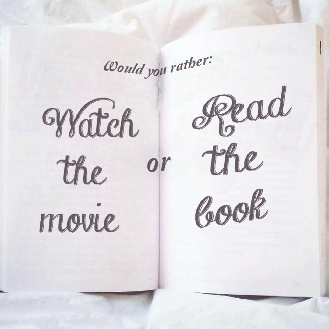 Movie or book?

I'm for books all the way.

#reading #AmReading #ReadingCommunity #ReadingForPleasure #ILoveBooks