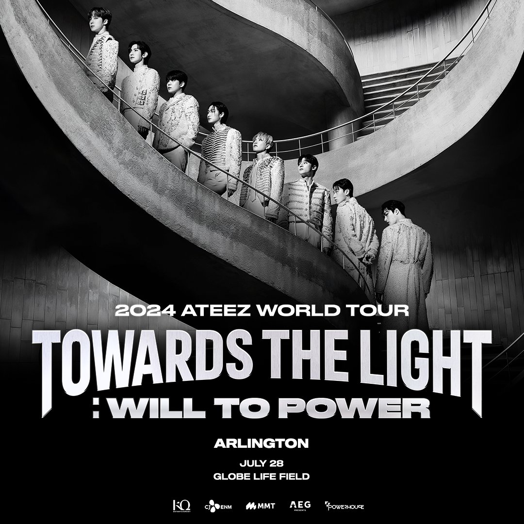 ⚡️<a href="/ATEEZofficial/">ATEEZ(에이티즈)</a> IS COMING TO GLOBE LIFE FIELD ⚡️

The 'TOWARDS THE LIGHT : WILL TO POWER' World Tour is coming to Arlington, TX on July 28th! 

⚡️GENERAL ON-SALE: May 3rd at 10 AM CT

Want venue presale access? Sign up for our newsletter below ⬇️
🔗: l8r.it/wQDE