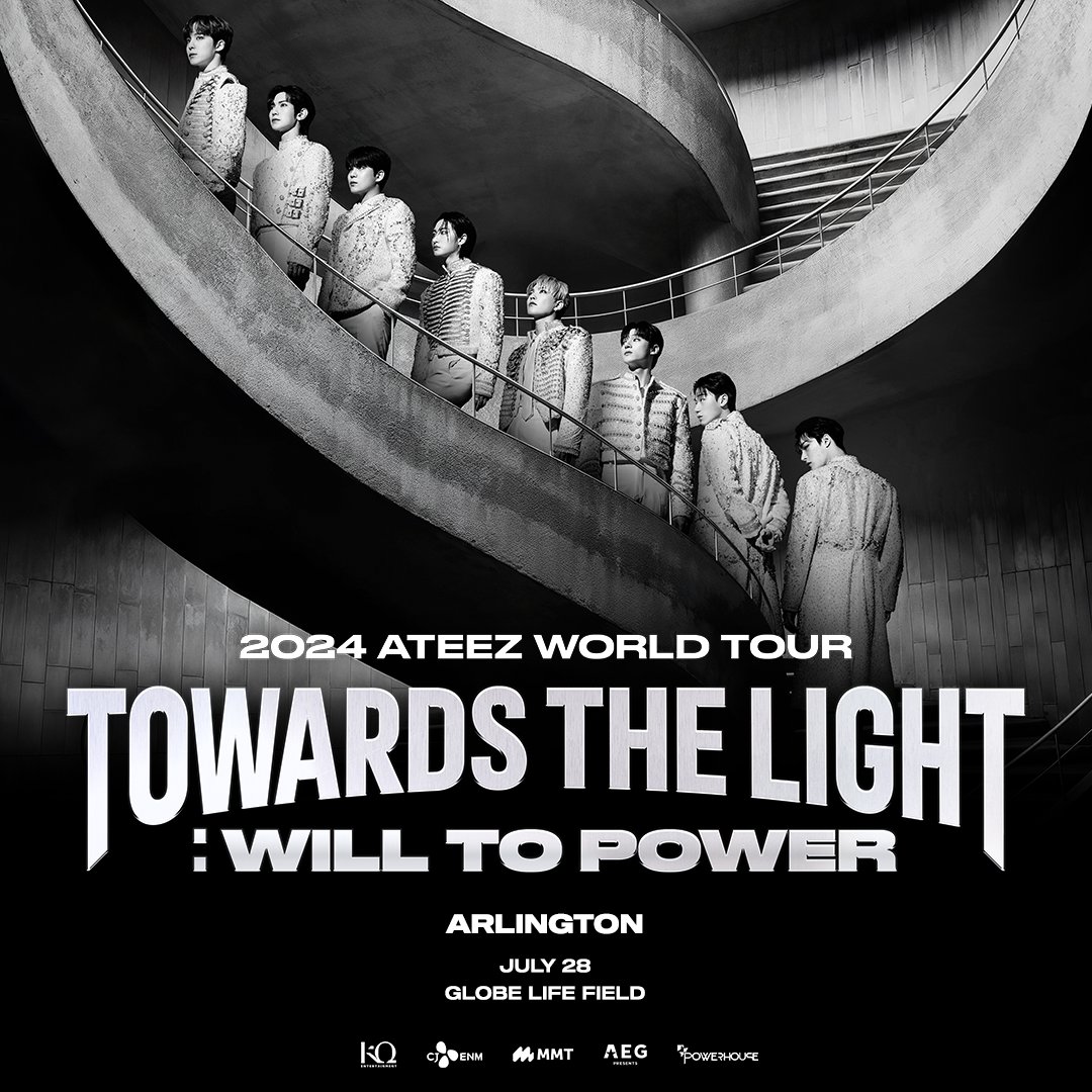 ⚡️@ATEEZofficial IS COMING TO GLOBE LIFE FIELD ⚡️ The 'TOWARDS THE LIGHT : WILL TO POWER' World Tour is coming to Arlington, TX on July 28th! ⚡️GENERAL ON-SALE: May 3rd at 10 AM CT Want venue presale access? Sign up for our newsletter below ⬇️ 🔗: l8r.it/wQDE