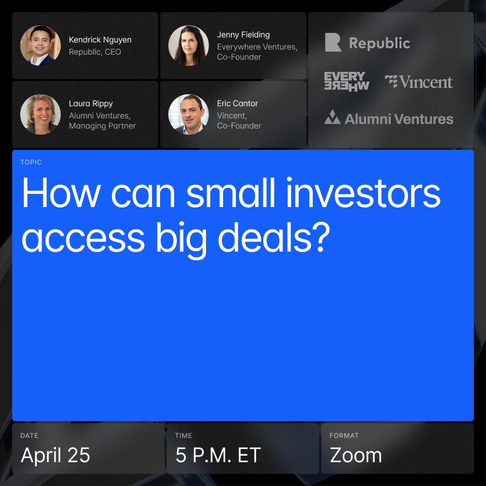 We're bringing together the big names in the VC world to explore a critical question: How can small investors access big deals? 🔹 Get insights into different approaches available 🔹 What drives success 🔹 What the future could hold for investors seeking to outperform Grab