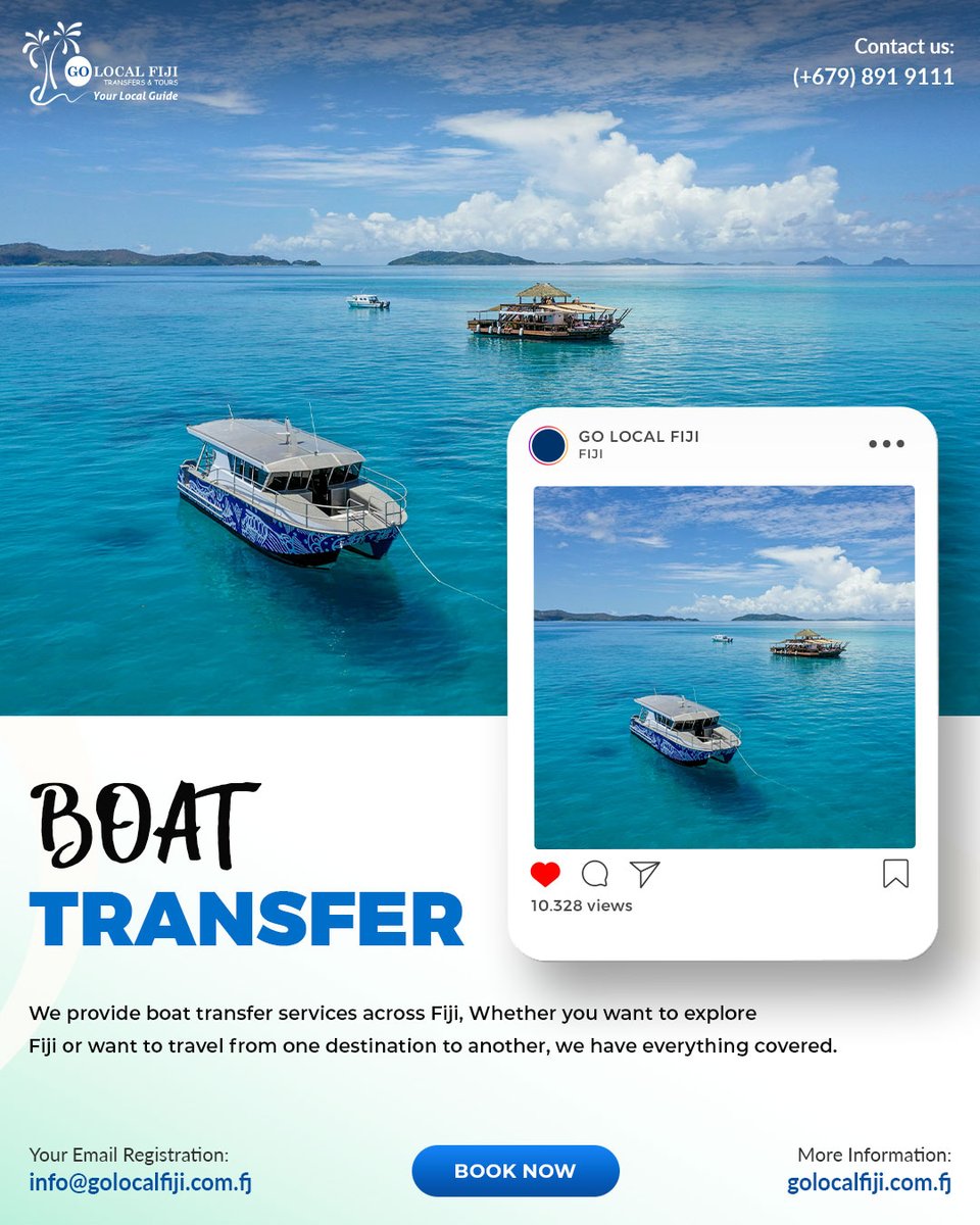 Skip the Wait & Embrace Paradise: ✨ Book Your Fiji Island Transfer with Go Local Fiji! ✨

#GoLocalFiji #FijiIslandTransfers #BoatTransfers #SeamlessTravel #IslandParadise #Comfort #Relaxation #StunningViews #BookNow #LetsGoFiji