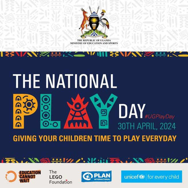The inaugural National Play Day in Uganda, scheduled for April 30, 2024, will showcase the participation of more than 600 people with a theme; “Giving Your Children Time To Play Every Day” @UNICEFUganda #UgPlayDay