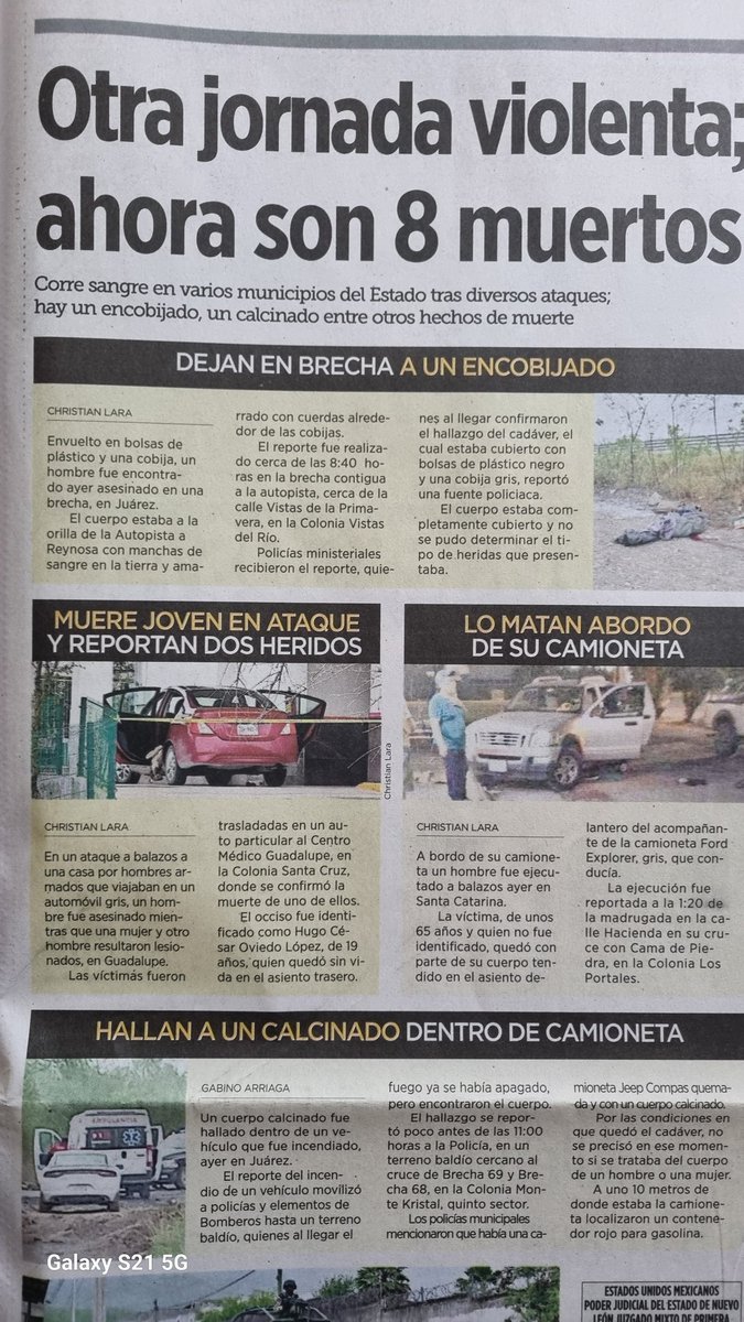 #NarcoPresidenteAML043
@latinus_us

Plagian a 12 en Anáhuac Nuevo León y Nooo paran las Ejecuciones peeeero el Gobernador anda en la campaña de la Marianiss 24/7 por todo Monterrey ....

TaaaantitaMadre Samuel García ponte a jalar.