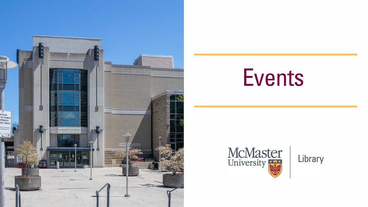 Upcoming events at McMaster library: April 25: RDM Community of Practice April 26: Teaching and Learning Mini Conference April 26: Zines as Critical Data with CMST&MM 720 students 🔗 library.mcmaster.ca/events