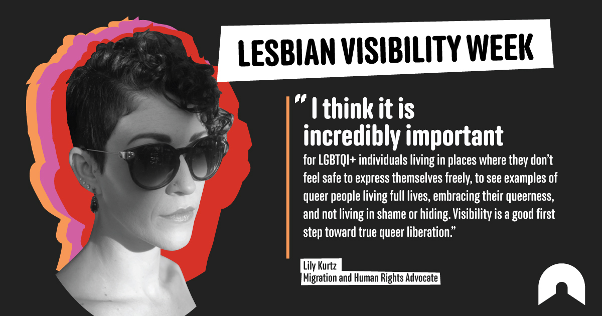 “We need to continue to build understanding and make visible the diversity within the lesbian and the entire LGBTQI+ community,” - Lily Kurtz, Migration and Human Rights Advocate Read more of Lily’s story here: rainbowrailroad.org/the-latest/on-… #LesbianVisibilityWeek