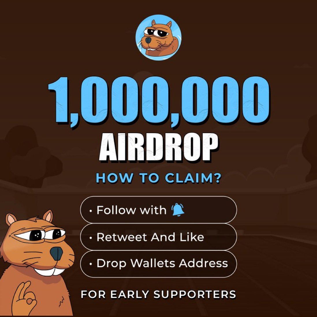 1,000,000 $CAPY Airdrop 🪂 STEP 1 : 💟 + 🔁 + Follow 🔔 STEP 2 : Drop your $SOL wallet First 1400 wallets 👀