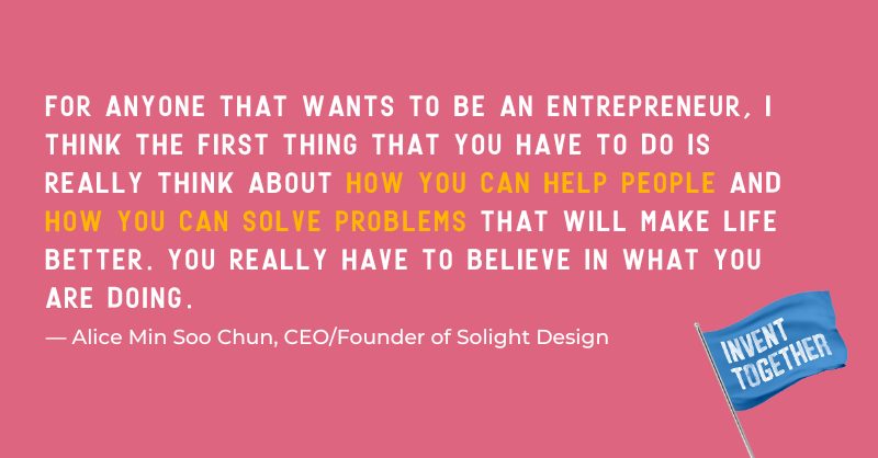 This #EarthDay, we'd like to put the spotlight on a CEO who is keeping our planet clean & inspiring a new generation of #WomenInventors — @aliceminsoochun, inventor of the SolarPuff™, a collapsible Origami solar lantern 💡💚🌎 #PatentDiversity #InventTogether