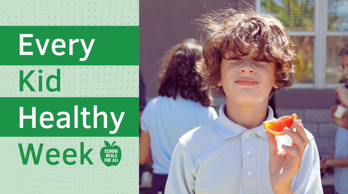 April 22-26 is Every Kid Healthy Week, when we celebrate how schools help improve kids' health and wellness. #SchoolMealsForAll ensures all students get the nutritious food they need to succeed by offering breakfast and lunch to every student! #EKHW24