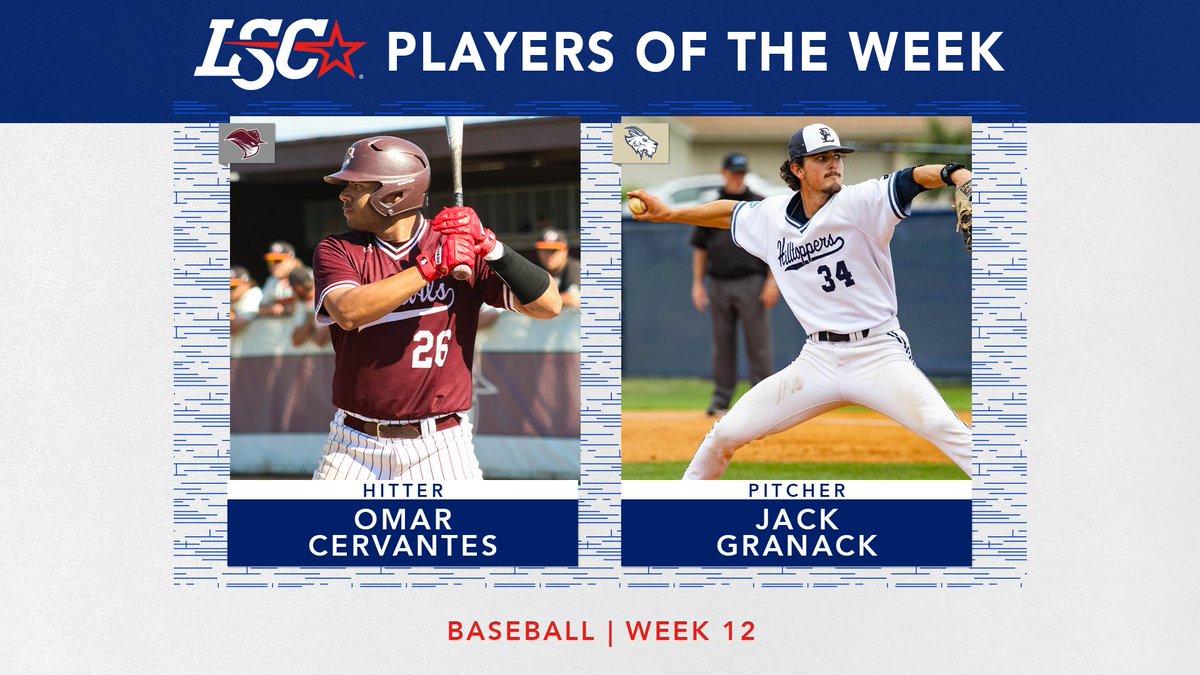 #LSCbase Players of the Week ⚾️ Hitter: Omar Cervantes, @TAMIUAthletics Pitcher: Jack Granack, @SEUAthletics 🔗 bit.ly/3Ud3mki #D2bsb