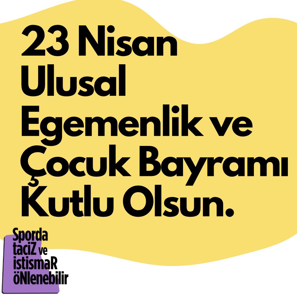 23 Nisan Ulusal Egemenlik ve Çocuk Bayramı kutlu olsun ⭐️ Her çocuğun güvenli bir ortamda spora katılması için spor kurumlarının politika geliştirmesine ve prosedürleri uygulamasına ihtiyaç var. Sporda istismar önlenebilir. Sporda toplumsal cinsiyet eşitliği sağlanabilir.