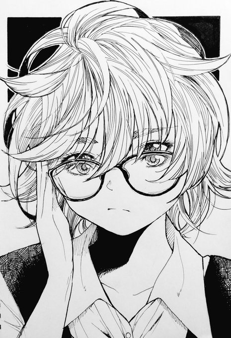 #私はこういう絵描きです見た絵描き全員参加
メガネとかみのけ 