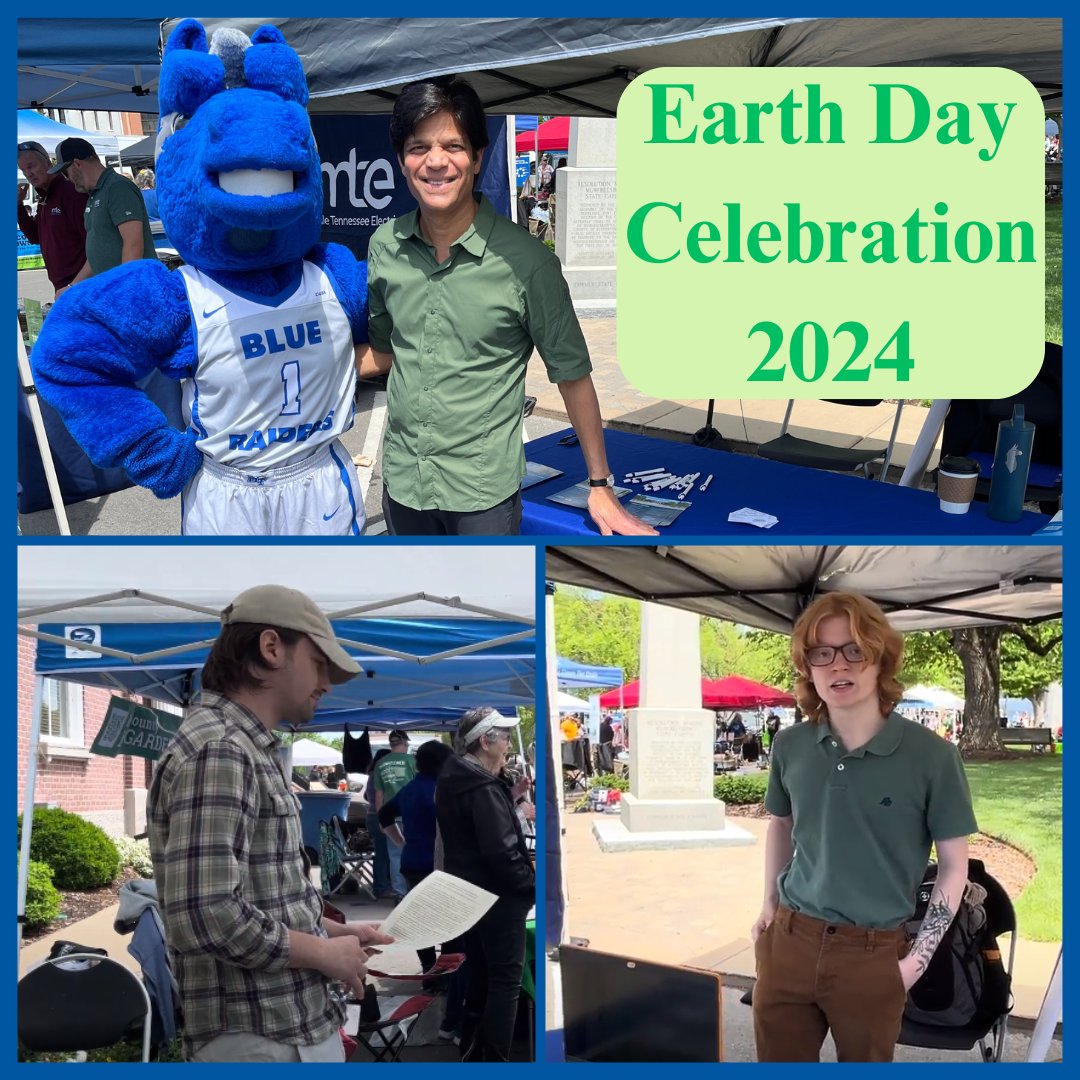 Did you know that today is Earth Day? Dr. Sanjay Asthana, head of our Environmental Journalism and Communication concentration, took students Elijah Nelson and Gus Wright to the 2024 Earth Day Celebration on Saturday to showcase their work!

#mtsu #sojsm