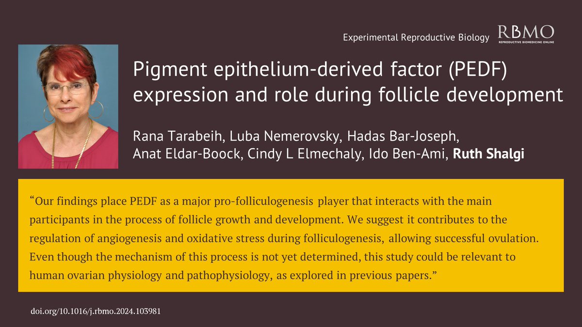 This study from Ruth Shalgi and team at Tel-Aviv University investigates the involvement of pigment epithelium-derived factorin folliculogenesis, focusing on the interrelationships between PEDF and the well-described factors of FSH and AMH doi.org/10.1016/j.rbmo…