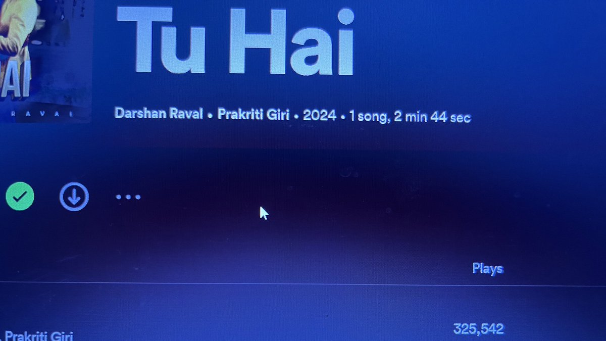 Trending on 12 - Instagram Trending on 16 - Youtube 325k Play- Spotify TU HAI 💙✨ @DarshanRavalDZ @Officialneha #TuHai
