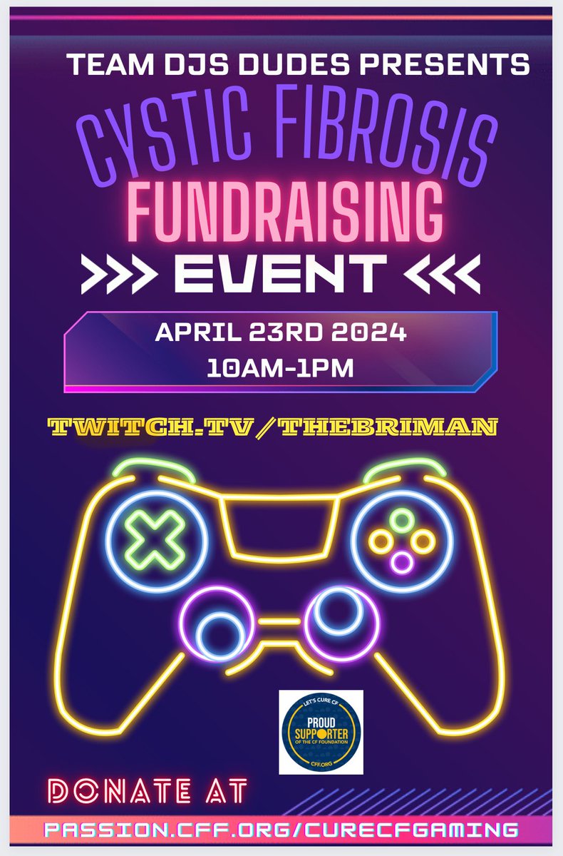 Going to go live tomorrow from 10am-1pm fundraising for the @CF_Foundation you can donate anytime to my passion fundraising event at passion.cff.org/curecfgaming all donations are appreciated help me #addtomorrows for #cffighters #untilitsdone and we #curecf #gamingforacure