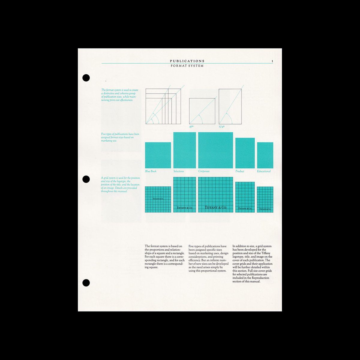 Pages from the 1987 Tiffany brand guidelines.