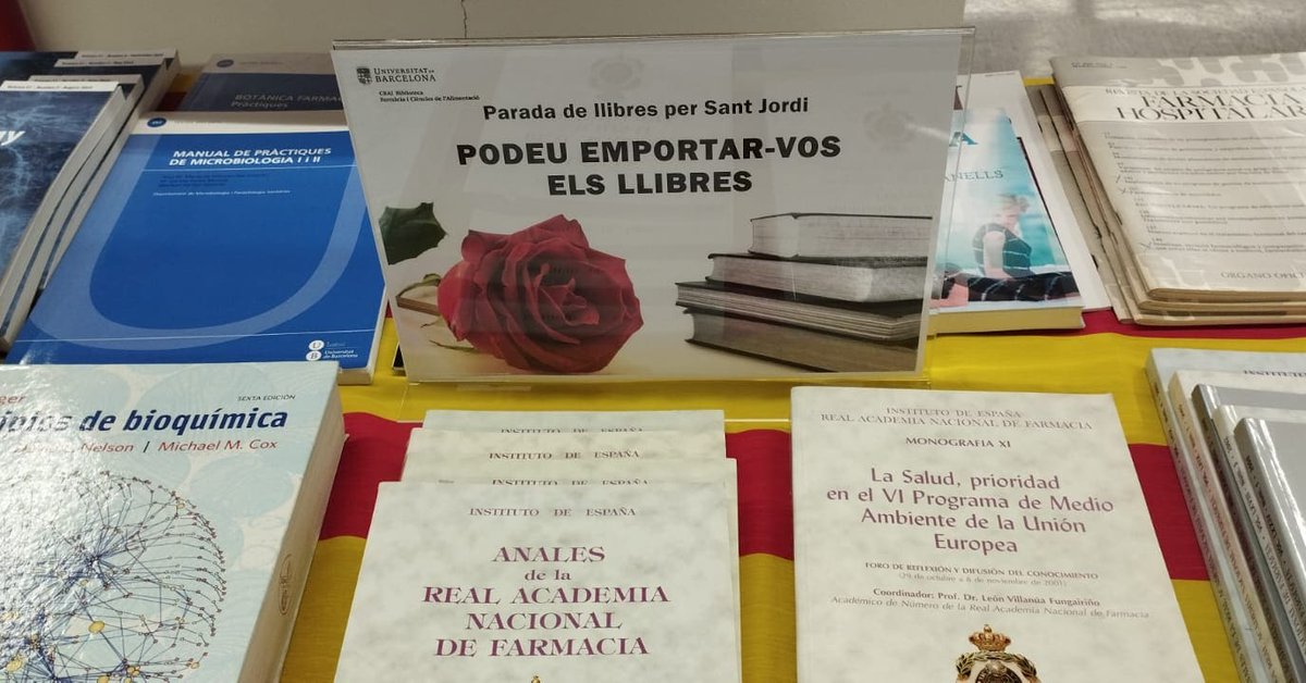 craiubfcca's tweet photo. 📢Ja heu vist la parada de Sant Jordi que hem posat al @craiubfcca #CampusDiagonal❓🌹🐉
📚Us hi oferim gratuïtament els llibres duplicats i obsolets del nostre #CRAI Biblioteca
⏳Hi serà durant tota aquesta setmana‼️
#SantJordialCRAI https://t.co/hTk50NLTAe