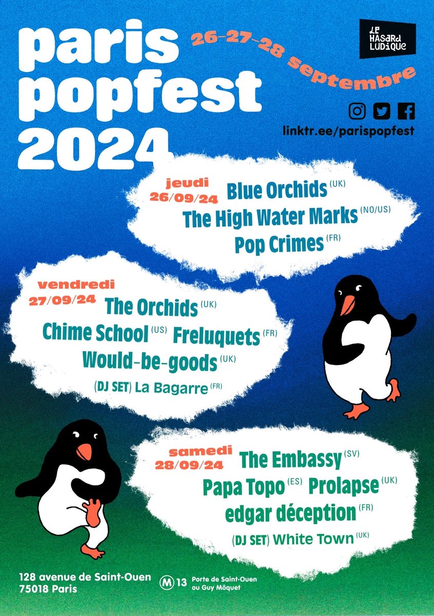 My gosh, just look at the bands that Chime School will be keeping company with at this year’s Paris Popfest. Epic. Tickets on sale now! shotgun.live/fr/festivals/p…